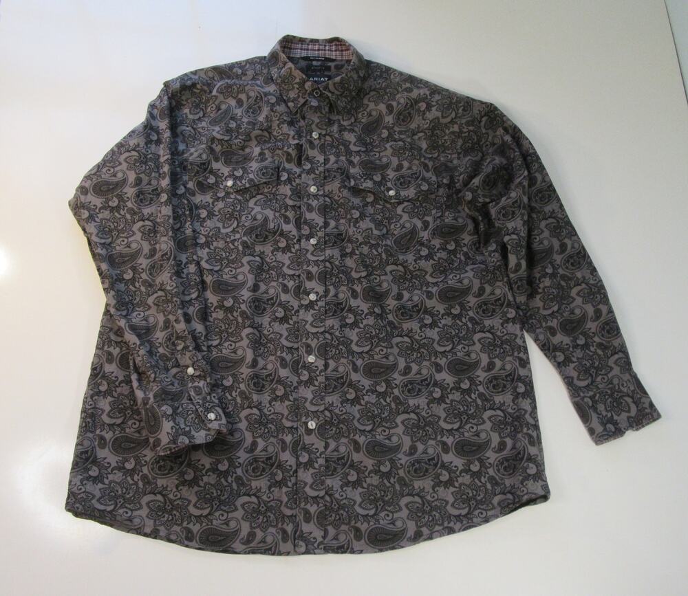 Ariat Relentless Western Pearl Snap Long Sleeve Button Up Men's Shirt XL